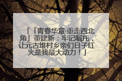 「青春华章·重走西北角」董建新：牢记嘱托，让元古堆村乡亲们日子红火是我最大动力！