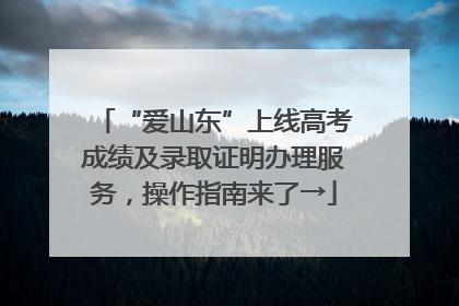 “爱山东”上线高考成绩及录取证明办理服务，操作指南来了→
