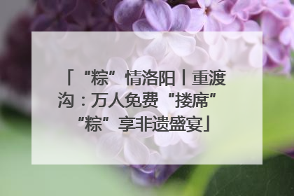 “粽”情洛阳丨重渡沟：万人免费“搂席” “粽”享非遗盛宴