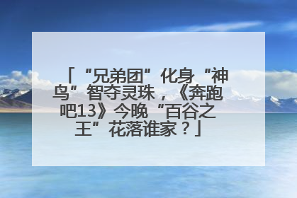 “兄弟团”化身“神鸟”智夺灵珠，《奔跑吧13》今晚“百谷之王”花落谁家？