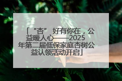 “杏” 好有你在，公益暖人心——2025 年第二届低保家庭杏树公益认领活动开启