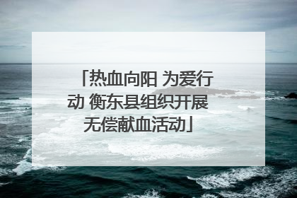 热血向阳 为爱行动 衡东县组织开展无偿献血活动