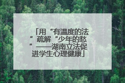 用“有温度的法”疏解“少年的愁”——湖南立法促进学生心理健康