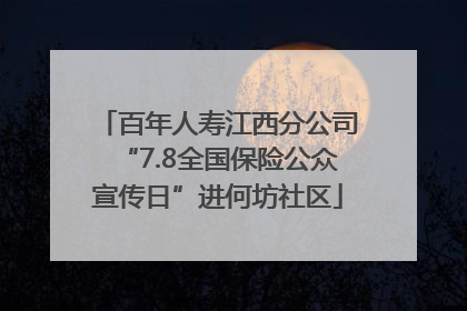 百年人寿江西分公司“7.8全国保险公众宣传日”进何坊社区