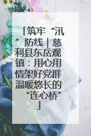 筑牢“汛”防线｜慈利县东岳观镇：用心用情架好党群温暖悠长的“连心桥”