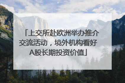 上交所赴欧洲举办推介交流活动，境外机构看好A股长期投资价值