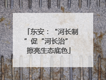 东安：“河长制”促“河长治” 擦亮生态底色