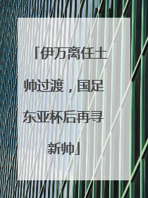 伊万离任土帅过渡，国足东亚杯后再寻新帅