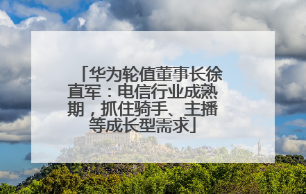 华为轮值董事长徐直军：电信行业成熟期，抓住骑手、主播等成长型需求