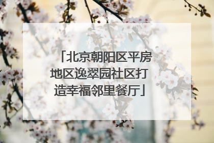 北京朝阳区平房地区逸翠园社区打造幸福邻里餐厅