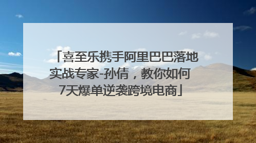 喜至乐携手阿里巴巴落地实战专家-孙倩，教你如何7天爆单逆袭跨境电商