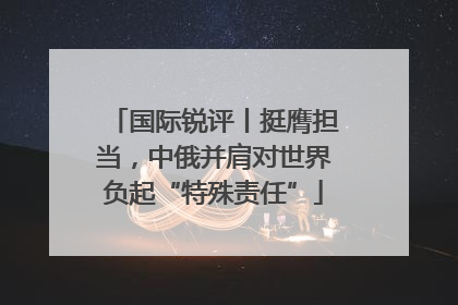 国际锐评丨挺膺担当，中俄并肩对世界负起“特殊责任”