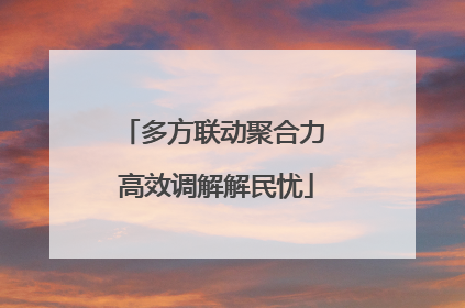 多方联动聚合力 高效调解解民忧