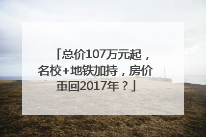 总价107万元起，名校+地铁加持，房价重回2017年？