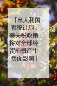 意大利国家统计局：美关税政策将对全球经贸前景产生负面影响