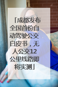 成都发布全国首份自动驾驶公交白皮书，无人公交12公里线路即将实测