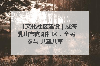 文化社区建设｜威海乳山市向阳社区：全民参与 共建共享
