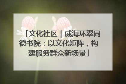 文化社区｜威海环翠同德书院：以文化矩阵，构建服务群众新场景