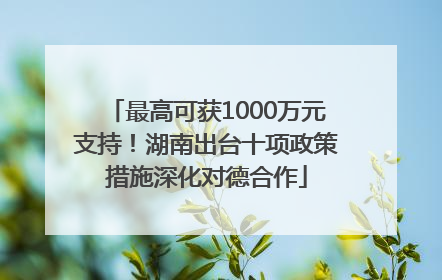 最高可获1000万元支持！湖南出台十项政策措施深化对德合作