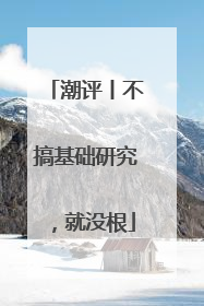 潮评丨不搞基础研究，就没根