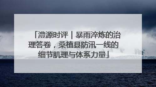 澧源时评｜暴雨淬炼的治理答卷，桑植县防汛一线的细节肌理与体系力量