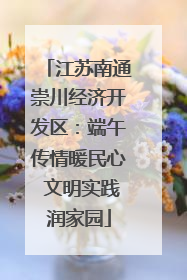 江苏南通崇川经济开发区：端午传情暖民心 文明实践润家园