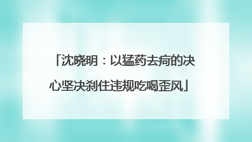 沈晓明：以猛药去疴的决心坚决刹住违规吃喝歪风