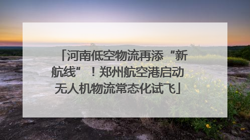 河南低空物流再添“新航线”！郑州航空港启动无人机物流常态化试飞