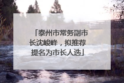 泰州市常务副市长沈峻峰，拟推荐提名为市长人选