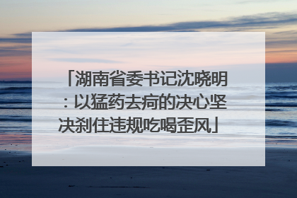 湖南省委书记沈晓明：以猛药去疴的决心坚决刹住违规吃喝歪风