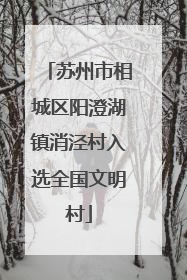 苏州市相城区阳澄湖镇消泾村入选全国文明村