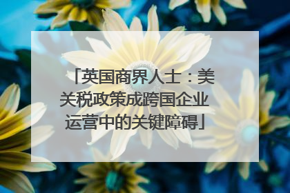 英国商界人士：美关税政策成跨国企业运营中的关键障碍