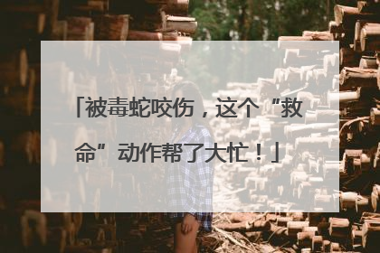 被毒蛇咬伤，这个“救命”动作帮了大忙！