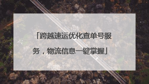 跨越速运优化查单号服务，物流信息一键掌握