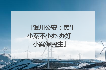 银川公安：民生小案不小办 办好小案保民生
