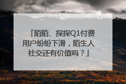 陌陌、探探Q1付费用户纷纷下滑，陌生人社交还有价值吗？