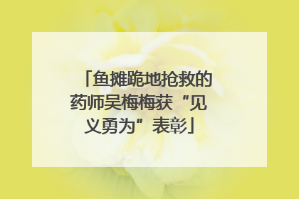 鱼摊跪地抢救的药师吴梅梅获“见义勇为”表彰