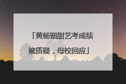 黄杨钿甜艺考成绩被质疑，母校回应