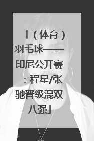 （体育）羽毛球——印尼公开赛：程星/张驰晋级混双八强