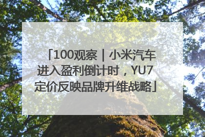 100观察｜小米汽车进入盈利倒计时，YU7定价反映品牌升维战略
