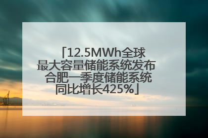 12.5MWh全球最大容量储能系统发布 合肥一季度储能系统同比增长425%