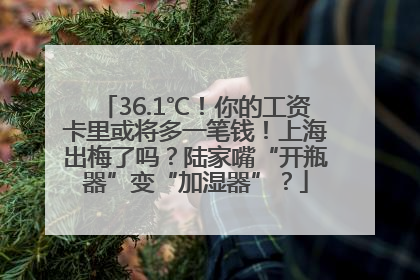36.1℃！你的工资卡里或将多一笔钱！上海出梅了吗？陆家嘴“开瓶器”变“加湿器”？