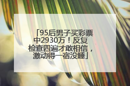 95后男子买彩票中2930万！反复检查四遍才敢相信，激动得一宿没睡